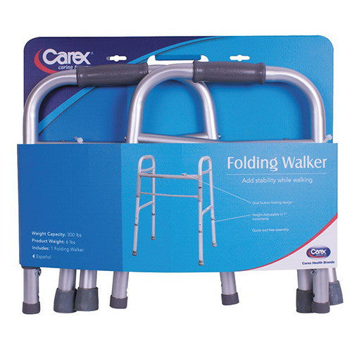 Carex Health Brands Dual Button Folding Design Walker, 300 Lbs Weight Capacity - 1 Ea